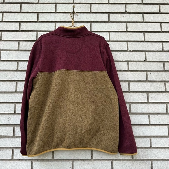 L.L. Bean Burgundy Gold Sweater Fleece Snap Pullover Jacket XL Hiking Retro - Picture 7 of 9